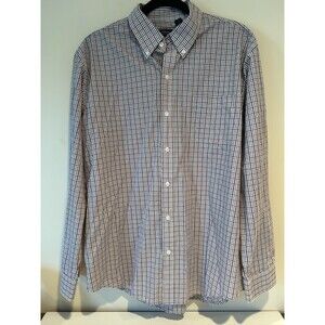 Arrow Dress Shirt Men L Redish/Beige/Multicolor Plaid  Button-Down - EUC